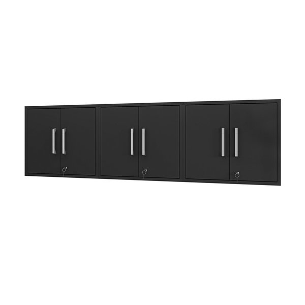 Manhattan Comfort Eiffel Floating Garage Cabinet in Matte Black (Set of 3) 3-251BMC8